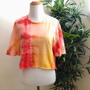 Custom tie dye crop top | S/M | Red/yellow
